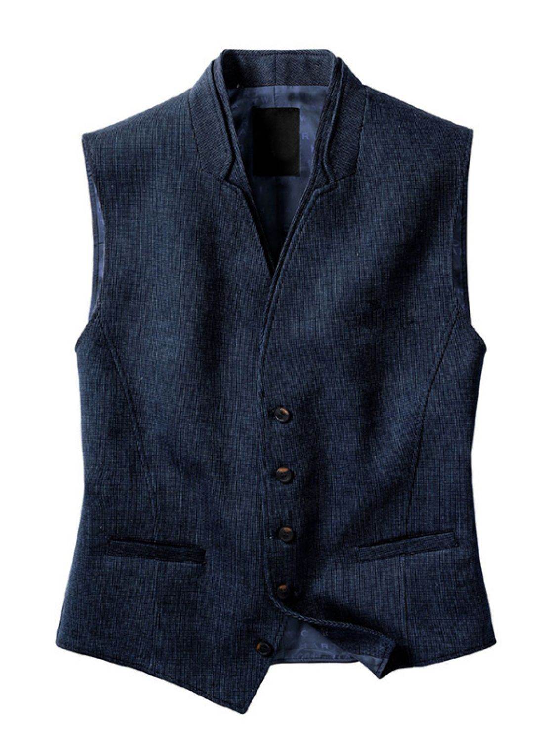 Men's Full Size Button Down Vest Plus Size - Hovatok