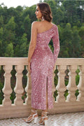One-Shoulder Long Sleeve Dress - Hovatok