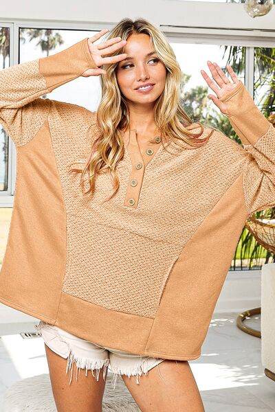 BiBi Thumb Opening Long Sleeve Top with Kangaroo Pocket - Hovatok