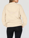 Mock Neck Drop Shoulder Long Sleeve Sweatshirt - Hovatok