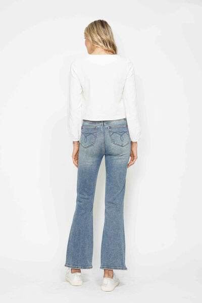 Judy Blue Full Size Tummy Control Back Embroidered Pocketed Bootcut Jeans Plus Size - Hovatok
