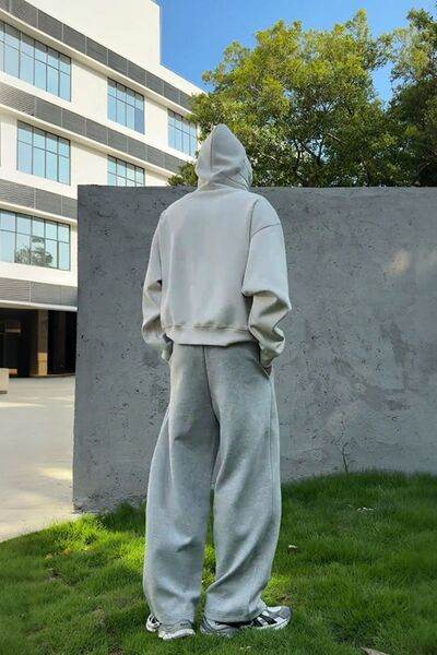 Men's Drop Shoulder Long Sleeve Hoodie with Pocket - Hovatok