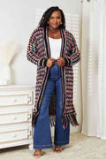 Angel Wings Full Size Multicolored Open Front Fringe Hem Cardigan - Hovatok