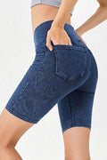 Basic Bae Asymmetrical Waist Denim Shorts with Pockets - Hovatok