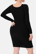 Basic Bae Full Size Built-In Shapewear Square Neck Long Sleeve Dress - Hovatok