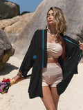 Embroidered Open Front Long Sleeve Cover Up - Hovatok
