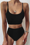 Color Block Spaghetti Strap Two-Piece Swim Set - Hovatok