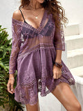 Lace Detail Plunge Cover-Up Dress - Hovatok