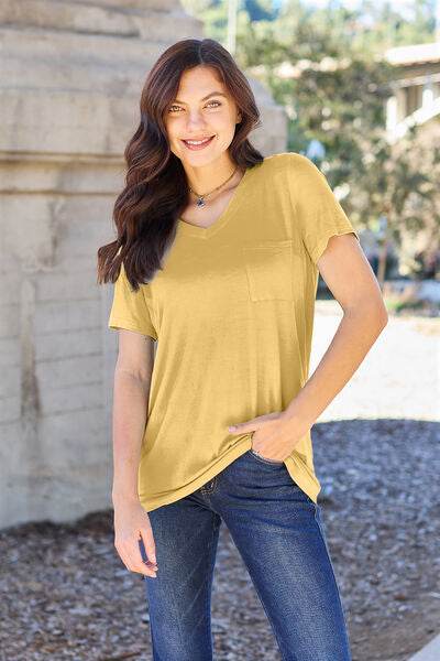 Basic Bae Bamboo Full Size V-Neck Short Sleeve T-Shirt - Hovatok