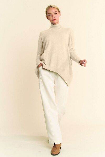 Davi & Dani Turtleneck Long Sleeve Knit Top - Hovatok