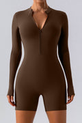 Half Zip Long Sleeve Active Romper - Hovatok