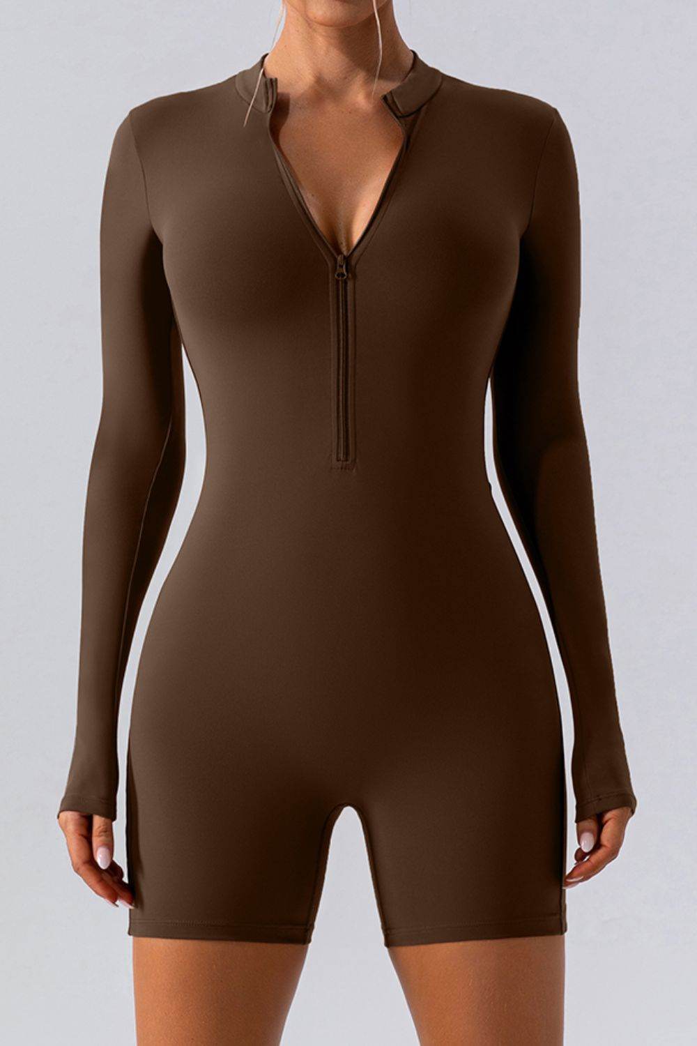Half Zip Long Sleeve Active Romper - Hovatok