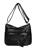 Multi Pockets PU Leather Shoulder Bag - Hovatok