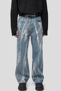 Paint Wide Leg Men's Jeans with Pockets - Hovatok