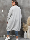 Plus Size Long Sleeve Pocketed Cardigan - Hovatok