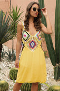 Geometric V-Neck Spaghetti Strap Cover Up Dress - Hovatok