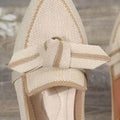 Bow Contrast Trim Point Toe Loafers - Hovatok