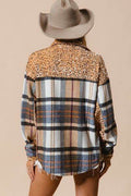 BiBi Curved Hem Sequin Plaid Button Up Shacket - Hovatok