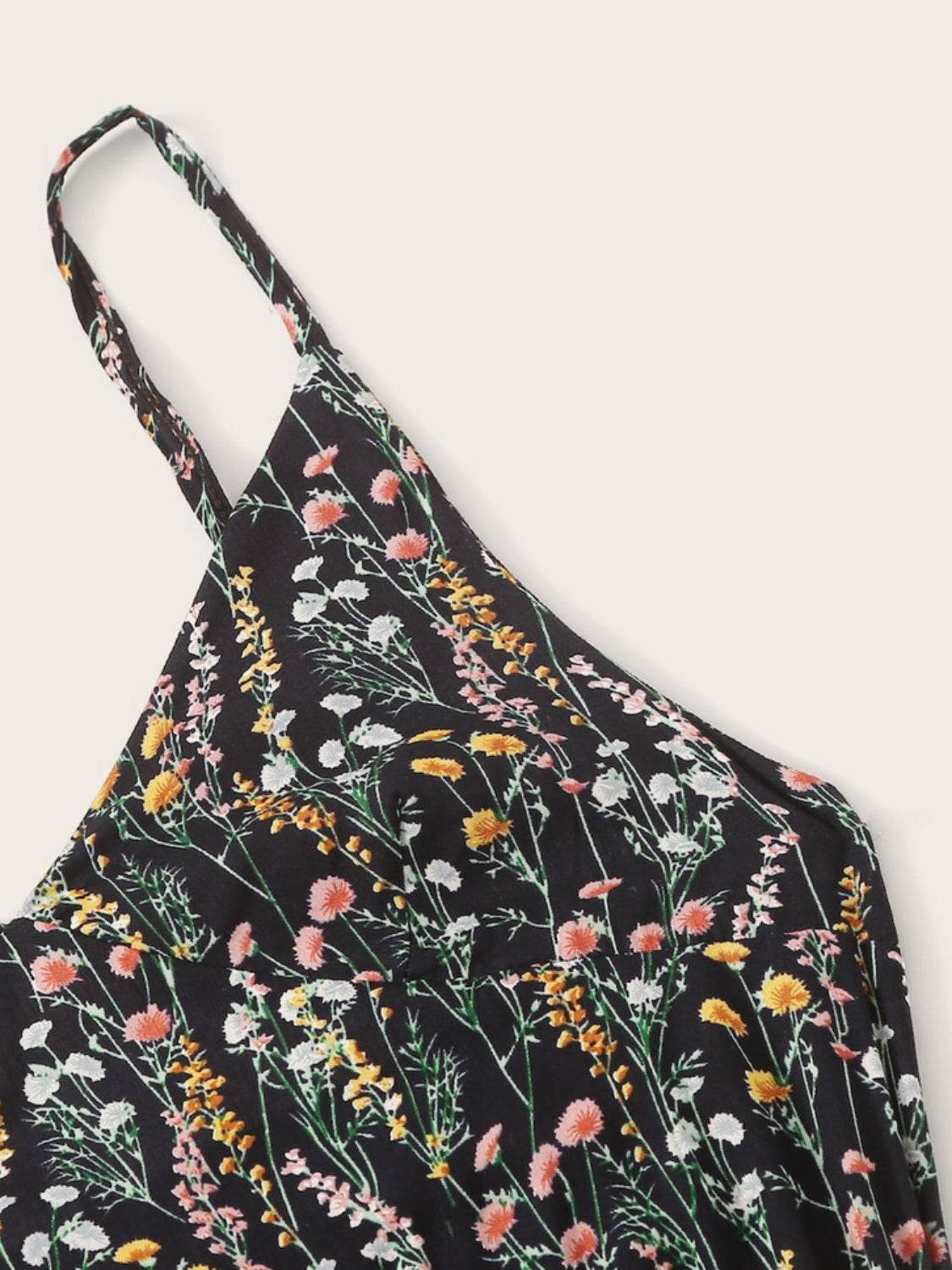 Printed V-Neck Spaghetti Strap Romper - Hovatok