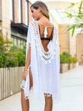 Tassel Cutout Half Sleeve Cover-Up - Hovatok