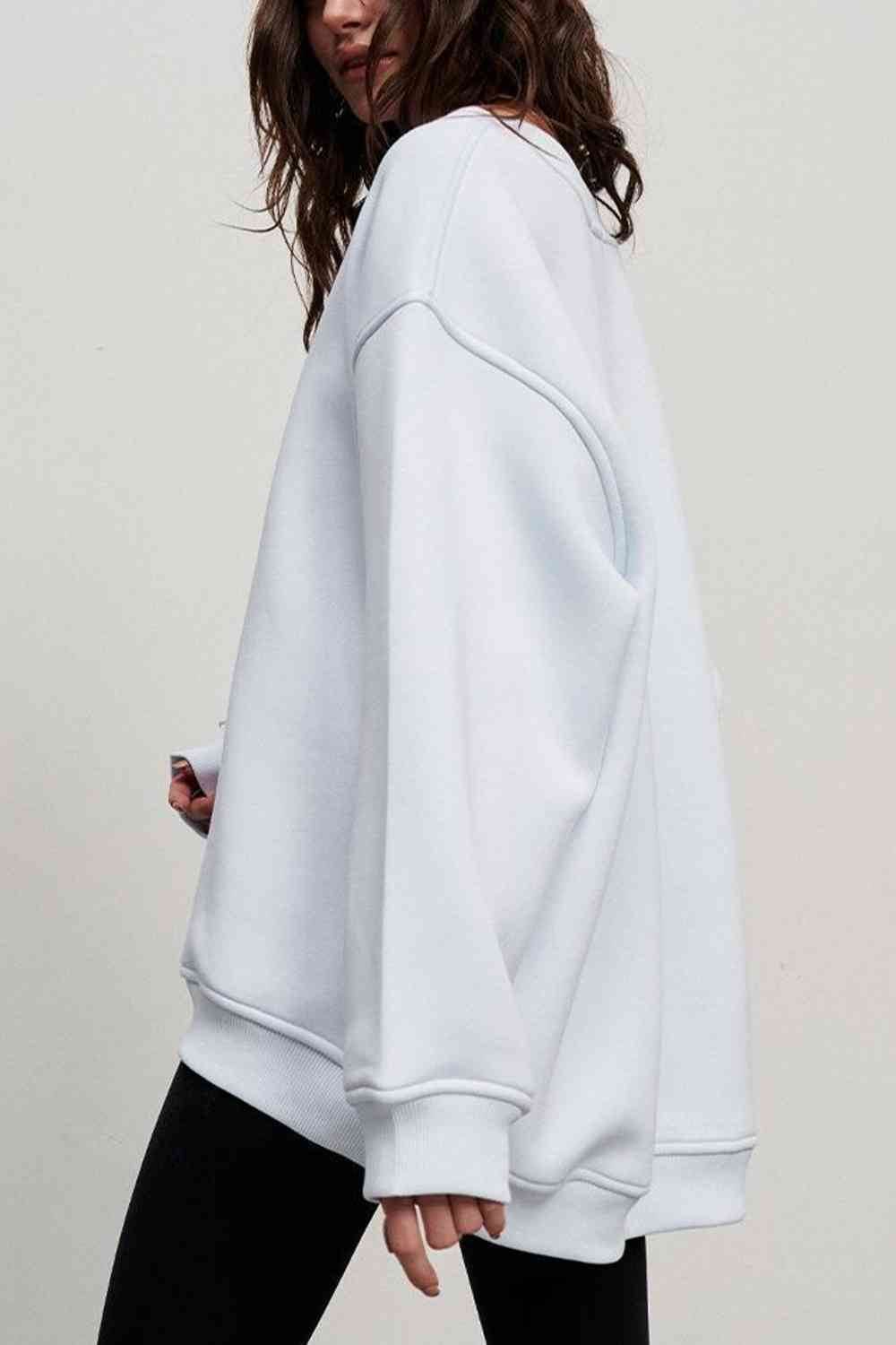 Oversize Round Neck Dropped Shoulder Sweatshirt - Hovatok