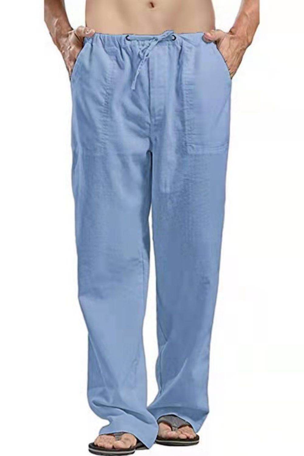 Men's Full Size Drawsrting Straight Leg Pants Plus Size - Hovatok