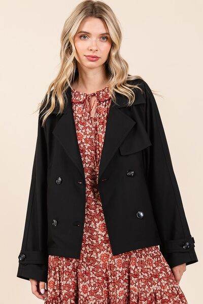 Mittoshop Double Breasted Long Sleeve Trench Coat Jacket - Hovatok