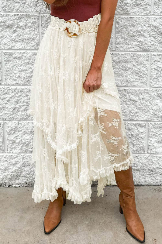 Lace Tiered Midi Skirt - Hovatok
