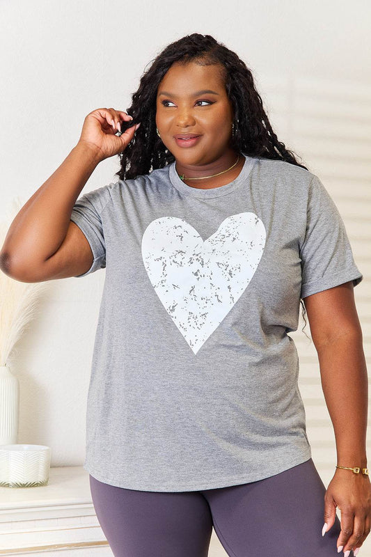 Simply Love Heart Graphic Cuffed Short Sleeve T-Shirt - Hovatok