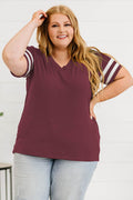Plus Size Striped V-Neck Tee Shirt - Hovatok