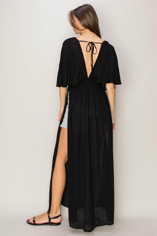 HYFVE Tie Back Maxi Split Cover Up Dress - Hovatok