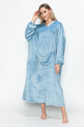 Double Take Full Size Pocketed Hooded Midi Lounge Dress - Hovatok