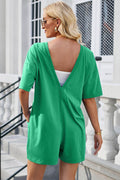 Lovelet Backless Round Neck Half Sleeve Romper - Hovatok