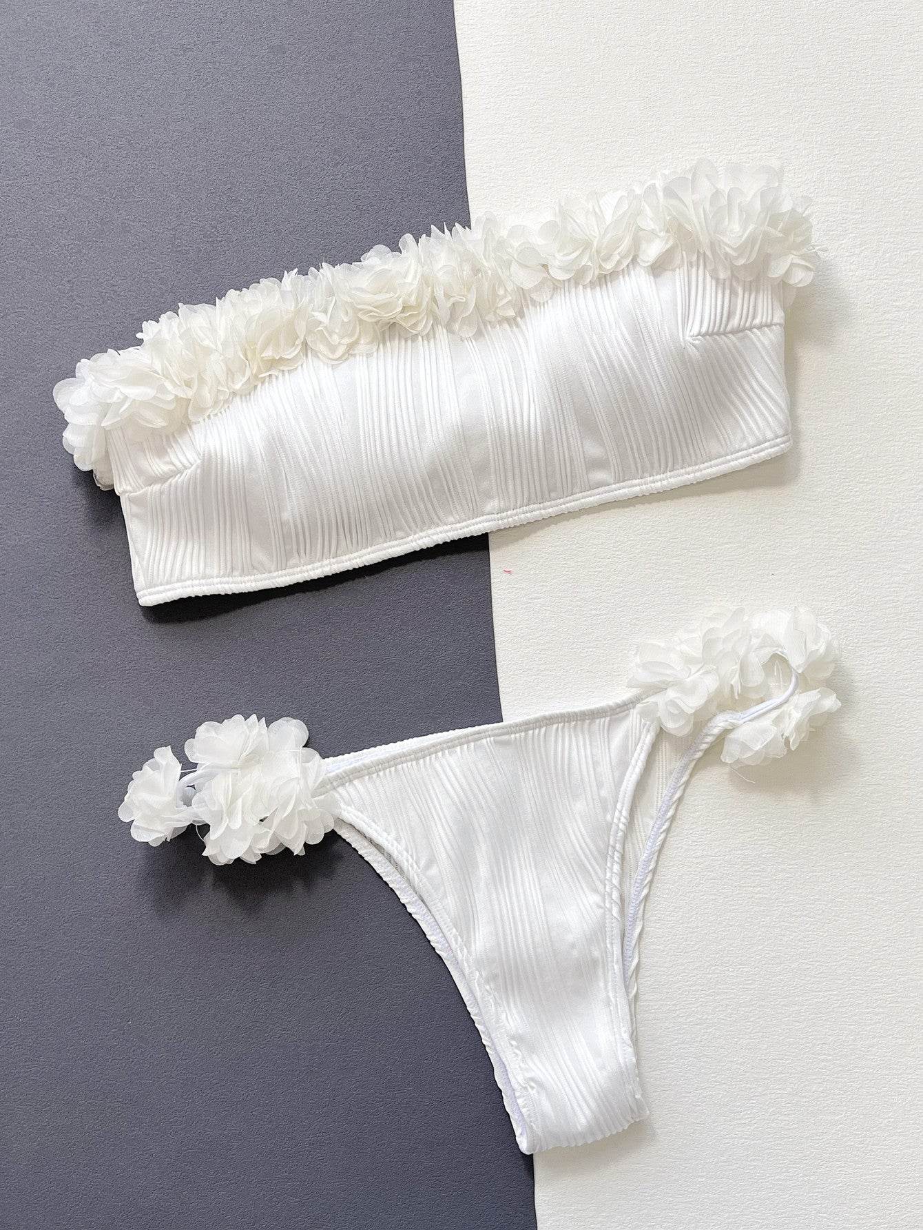 Applique Tie Back Two-Piece Bikini Set - Hovatok
