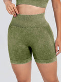 Washed High Waist Active Shorts - Hovatok