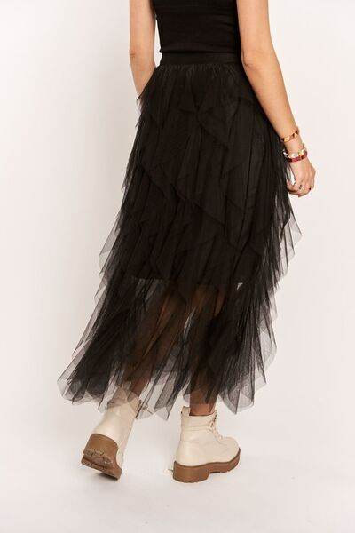 ADORA Ruffled Elastic Waist Midi Skirt - Hovatok