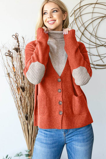 Heimish Full Size Long Sleeve V Neck Button Down Cardigan - Hovatok