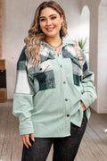 Plus Size Plaid Snap Down Jacket with Pockets - Hovatok
