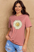 Simply Love Full Size FLOWER Graphic Cotton Tee - Hovatok
