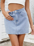 Solid Mini Denim Skirt - Hovatok