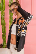 BiBi Ethnic Pattern Button Up Knit Cardigan - Hovatok