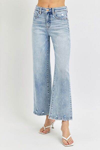 RISEN Full Size Tummy Control High Rise Crop Wide Leg Jeans - Hovatok