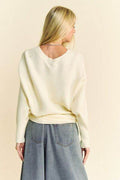 Davi & Dani Round Neck Batwing Sleeve Sweater - Hovatok