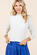 Mittoshop Mock Neck Rib Knit Long Sleeve Crop Top - Hovatok
