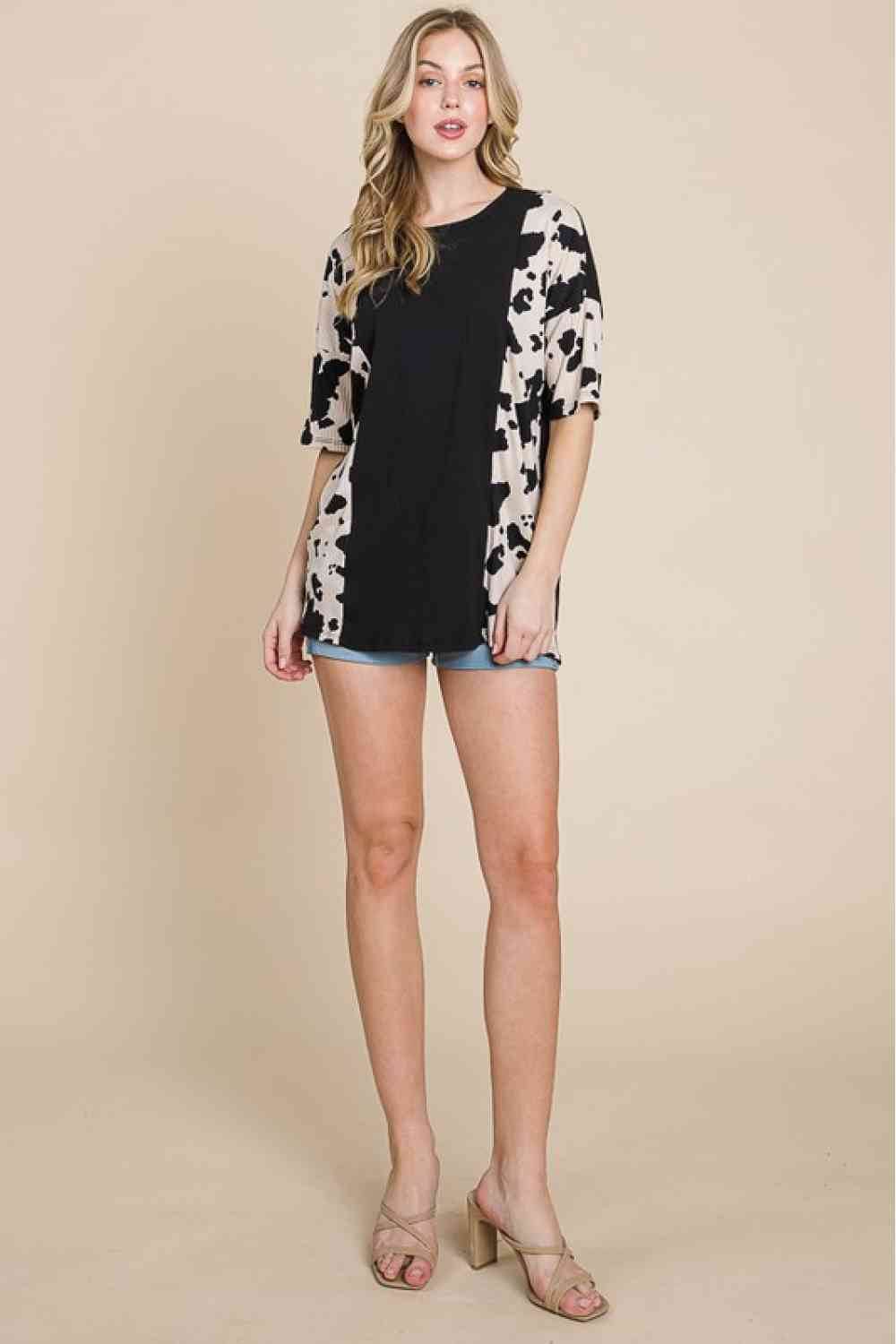 BOMBOM Rodeo Love Ribbed Animal Contrast Tee - Hovatok