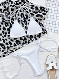 Textured Halter Neck Tie Side Bikini Set - Hovatok