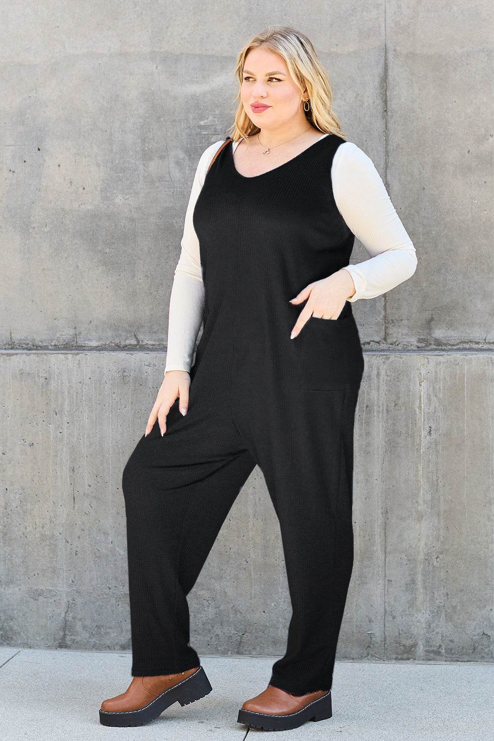 Double Take Full Size Sleeveless Straight Jumpsuit - Hovatok