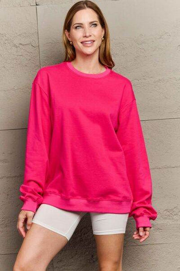 Full Size Round Neck Long Sleeve Sweatshirt - Hovatok