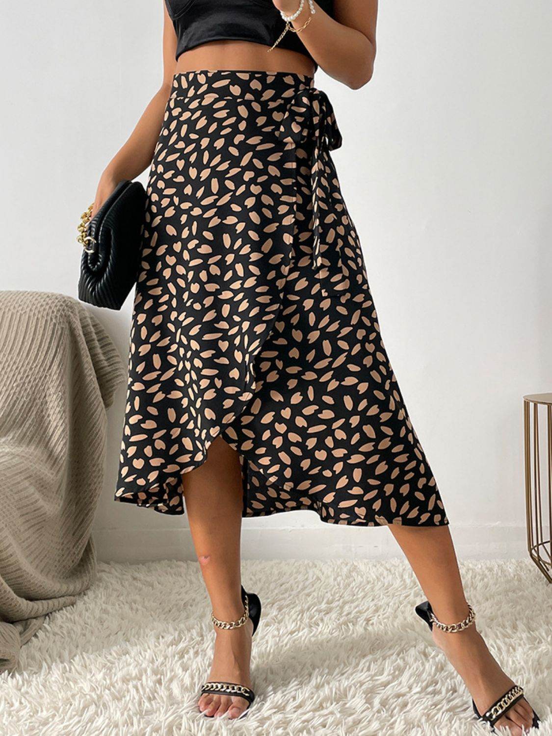 Tied Slit Printed Skirt - Hovatok