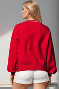 Double Take Full Size Nutcracker Sequin Bow Decor Cardigan - Hovatok